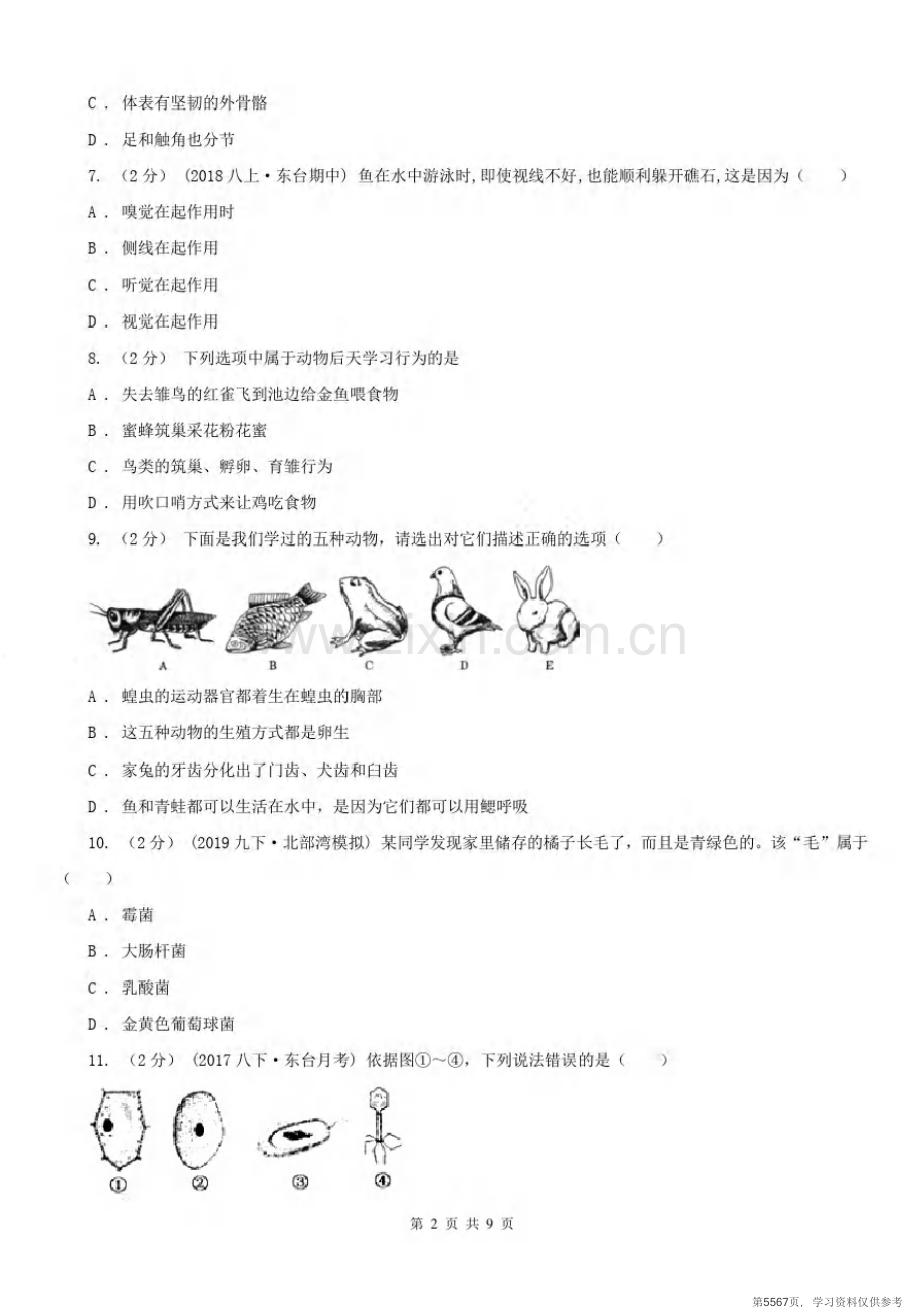 安徽省合肥市2020版七年级上学期生物期中考试试卷C卷.pdf_第2页