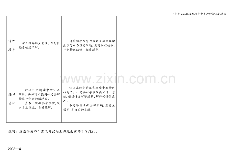 培养指导青年教师情况记录表..doc_第2页