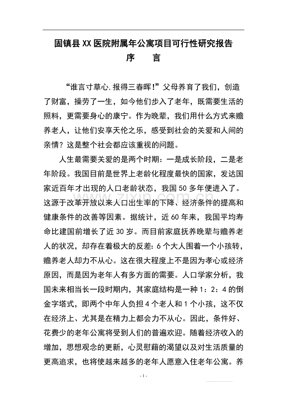 老年公寓项目可行性研究报告.doc_第1页