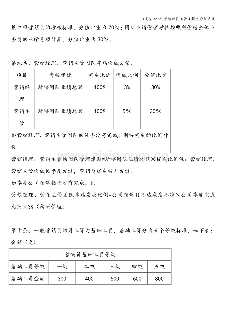 营销部员工资及提成分配方案.doc_第3页