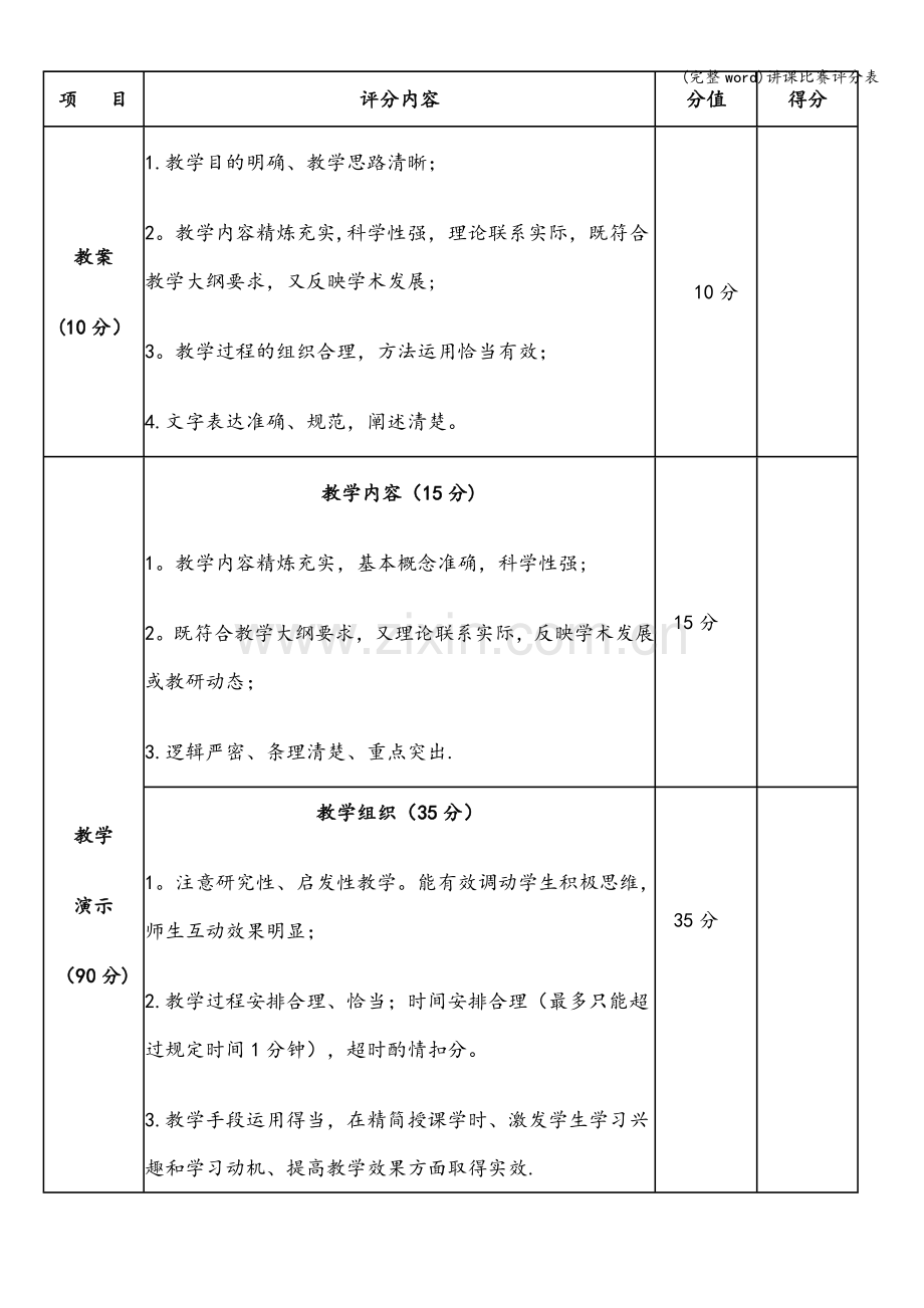 讲课比赛评分表.doc_第1页