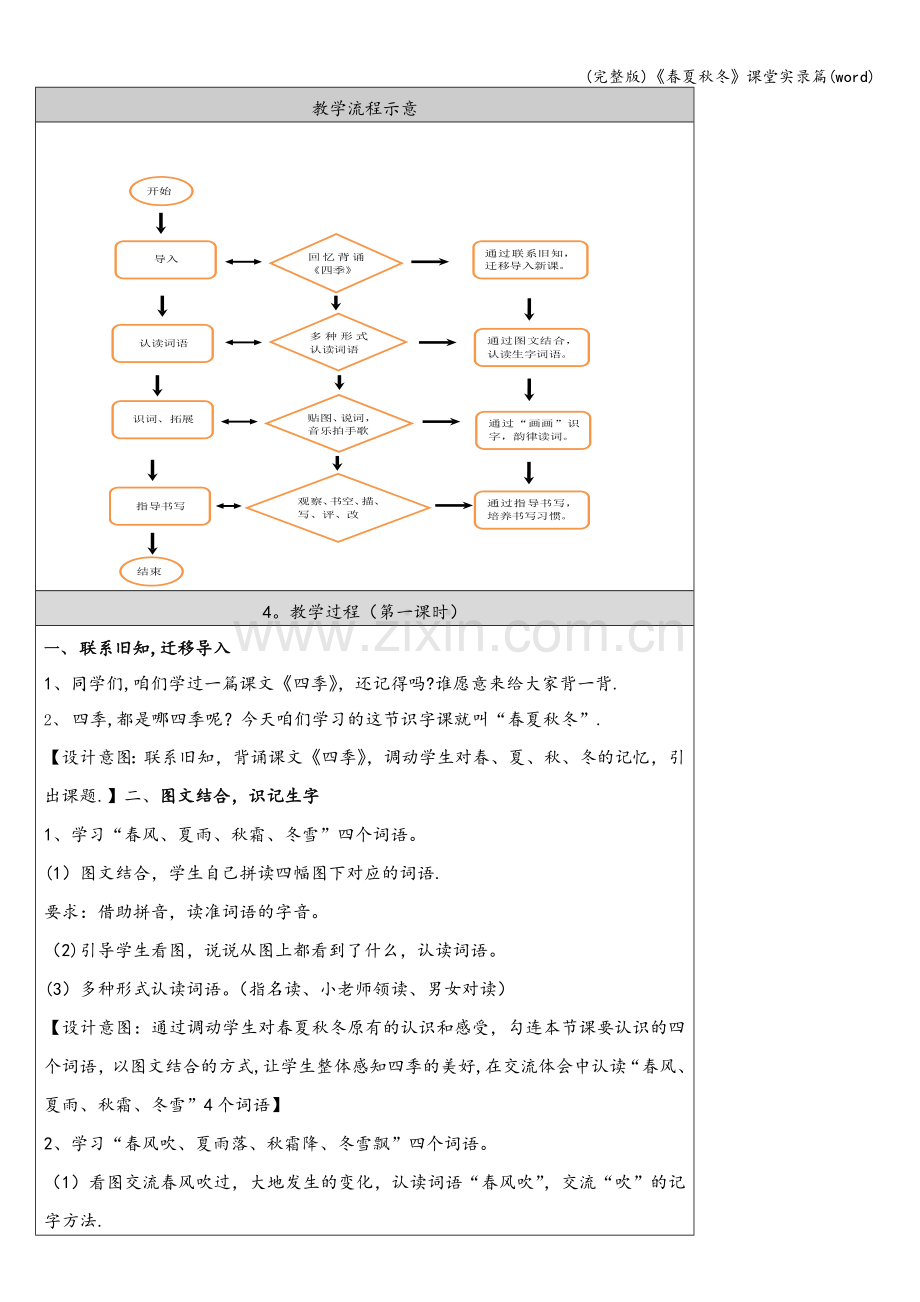 《春夏秋冬》课堂实录篇(word).doc_第2页