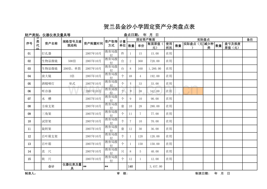 小学仪器实验室台账-(1).xls_第1页