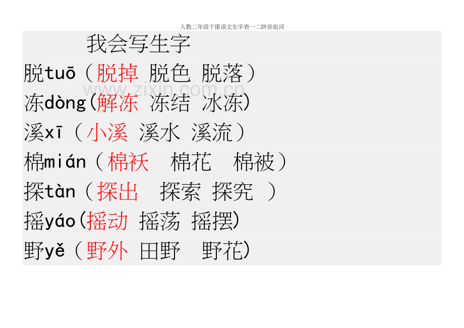 人教二年级下册语文生字表一二拼音组词.docx_第3页