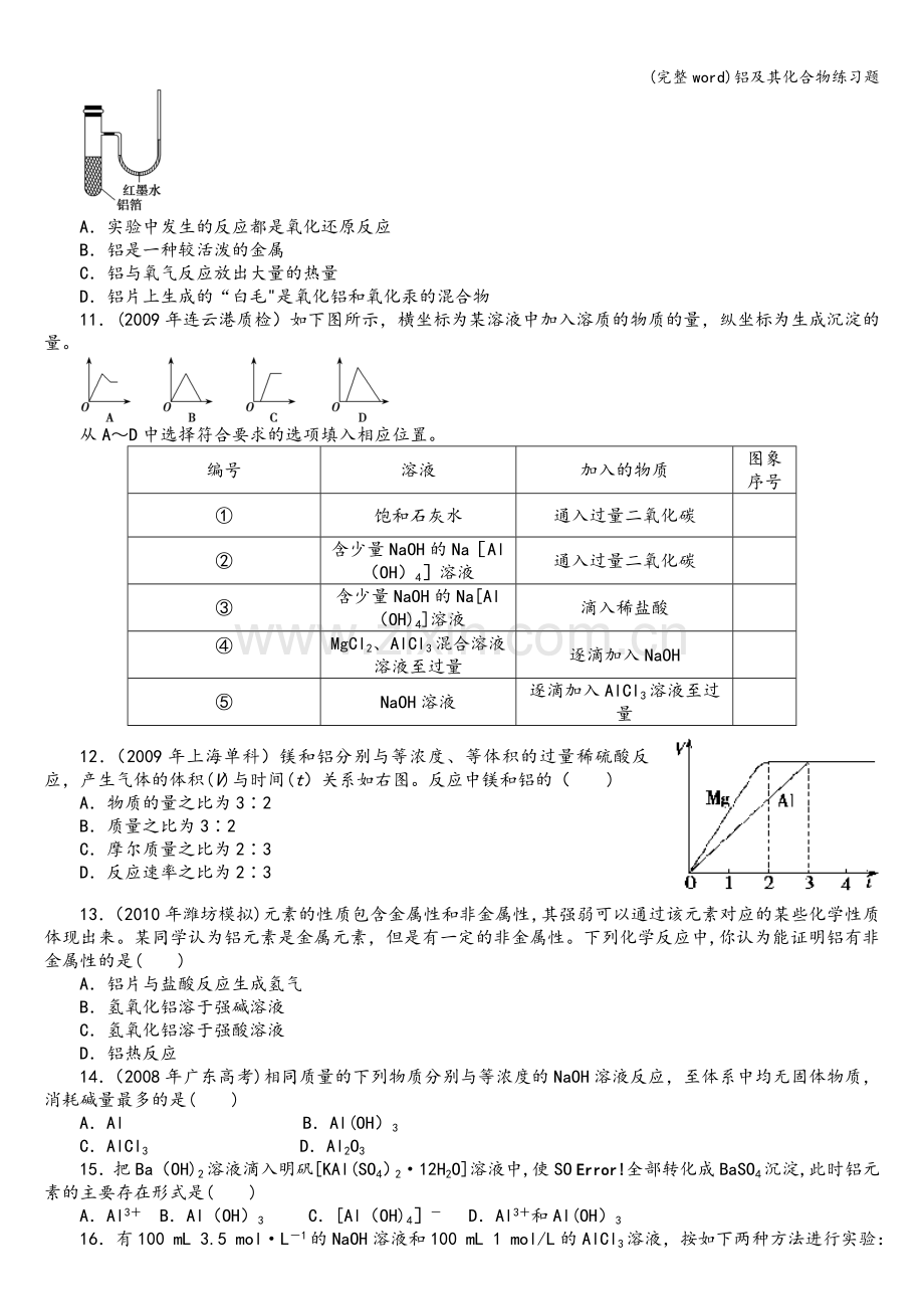 铝及其化合物练习题.doc_第2页