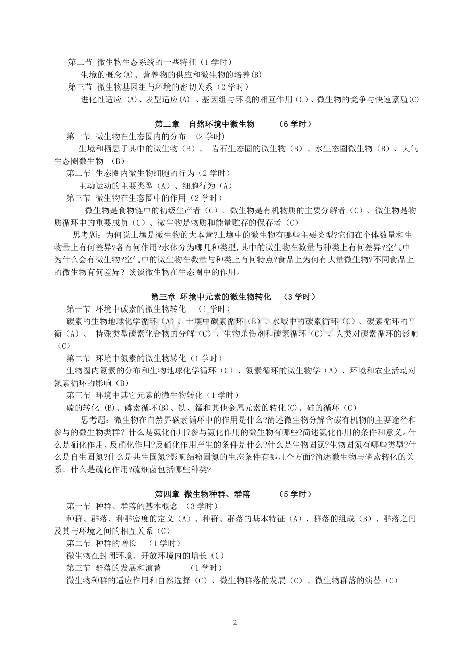 1340099《微生物生态学》课程教学大纲.doc_第2页