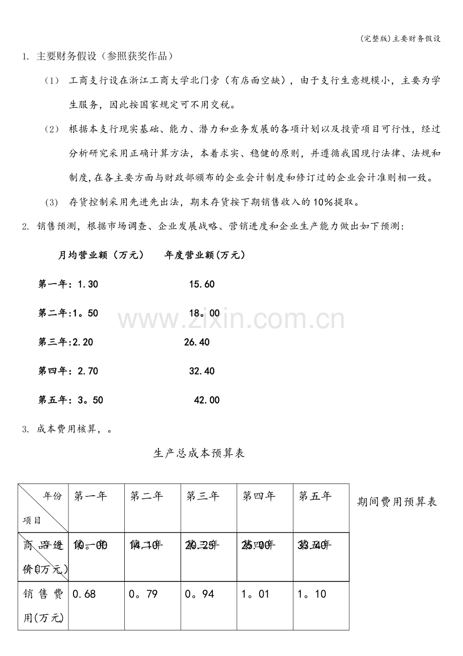 主要财务假设.doc_第1页