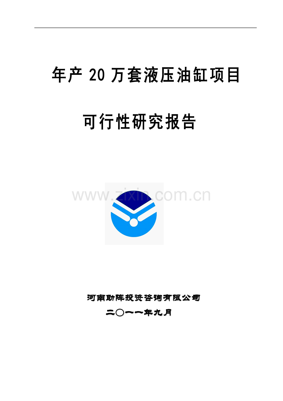 年产20万套液压油缸项目可行性研究报告.doc_第1页