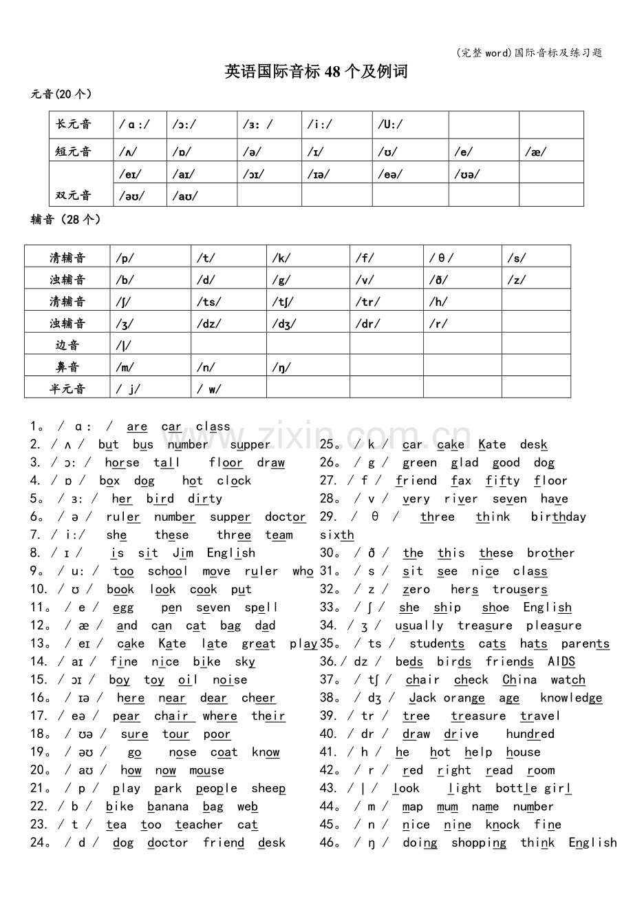 国际音标及练习题.doc_第1页