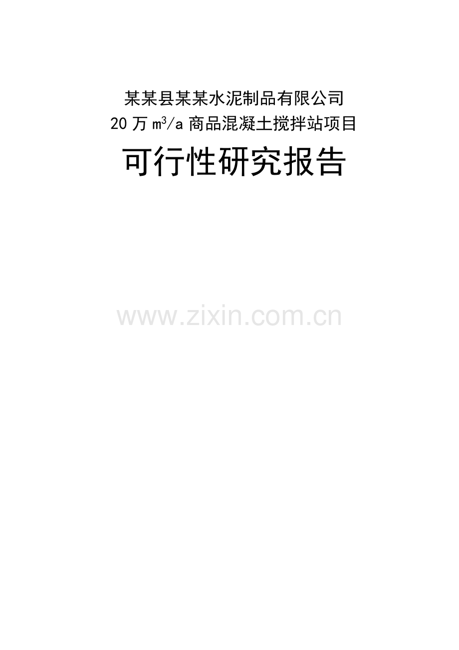 某某水泥制品商品混凝土搅拌站项目可行性研究报告书.doc_第1页