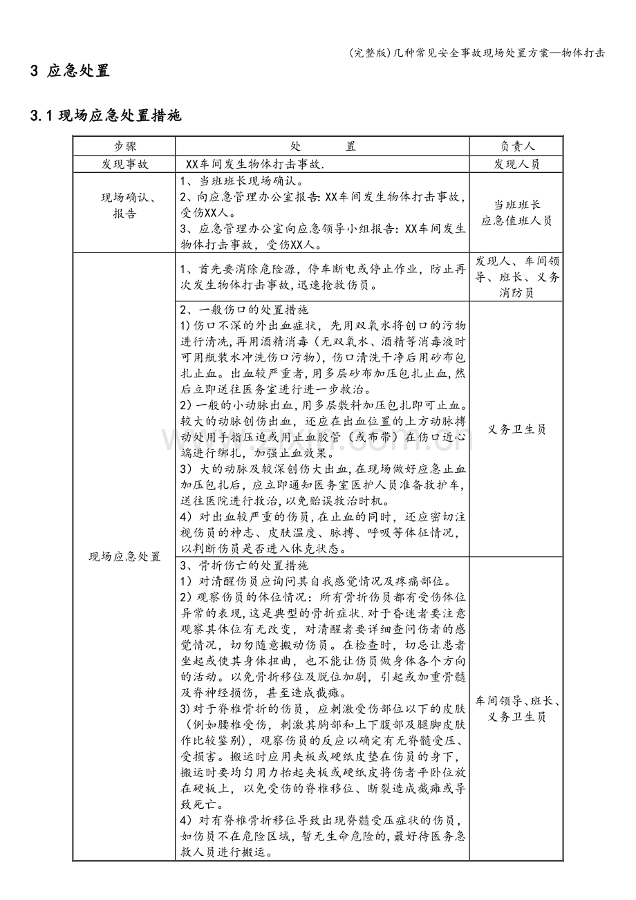 几种常见安全事故现场处置方案—物体打击.doc_第2页