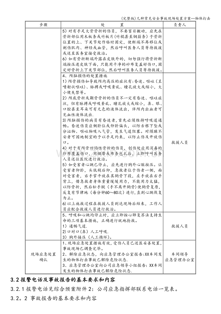 几种常见安全事故现场处置方案—物体打击.doc_第3页