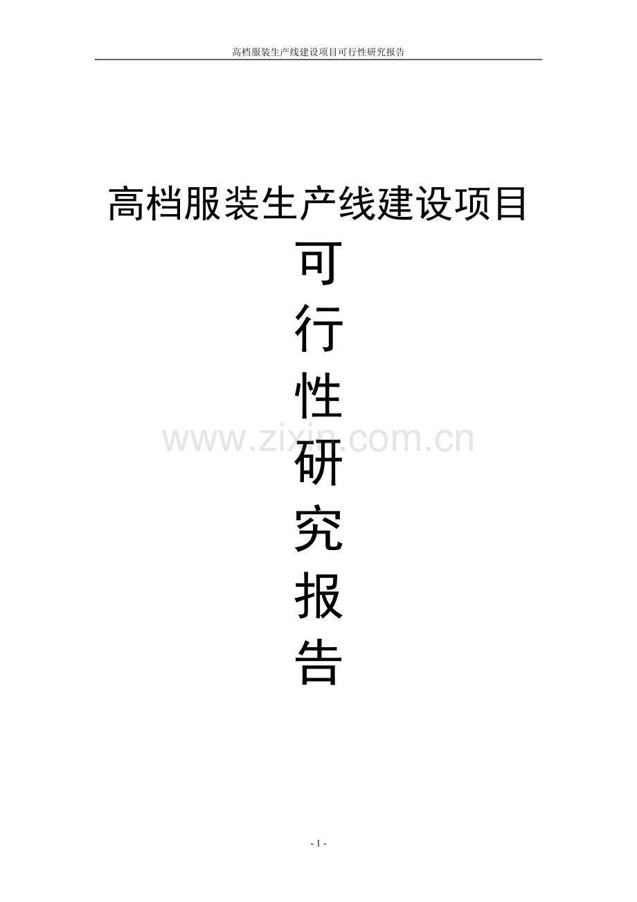 高档服装生产线项目可行性研究报告项目可行性研究报告.doc_第1页