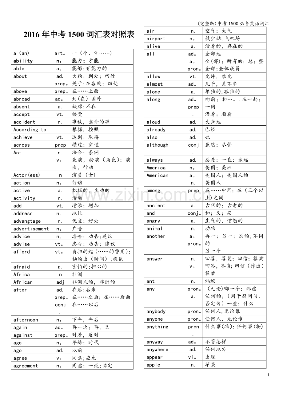 中考1500必备英语词汇.doc_第1页