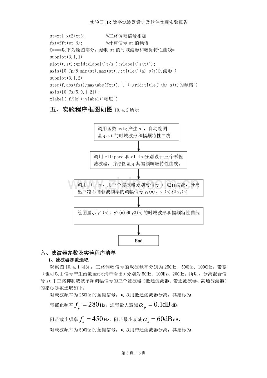 实验四IIR数字滤波器设计及软件实现实验报告.doc_第3页