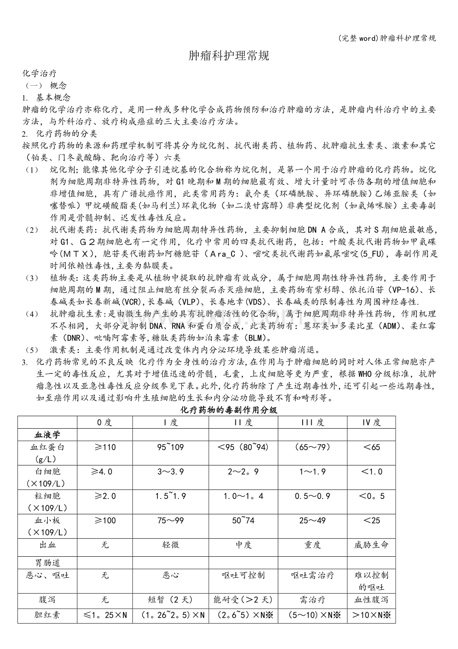 肿瘤科护理常规.doc_第1页