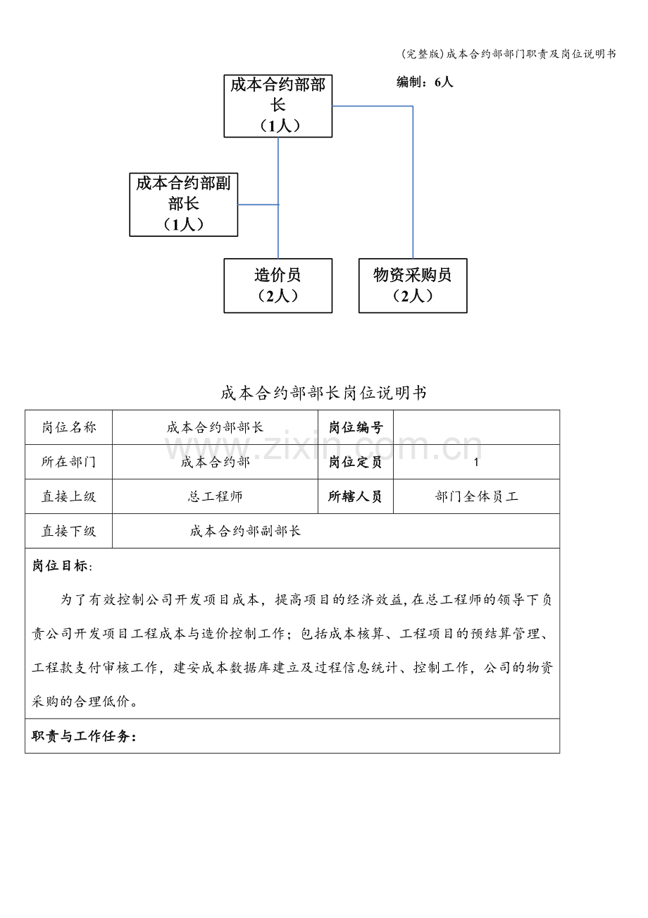 成本合约部部门职责及岗位说明书.doc_第2页