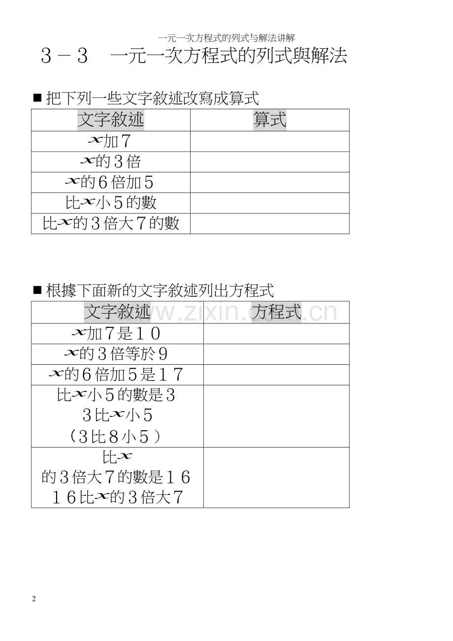 一元一次方程式的列式与解法讲解.docx_第2页