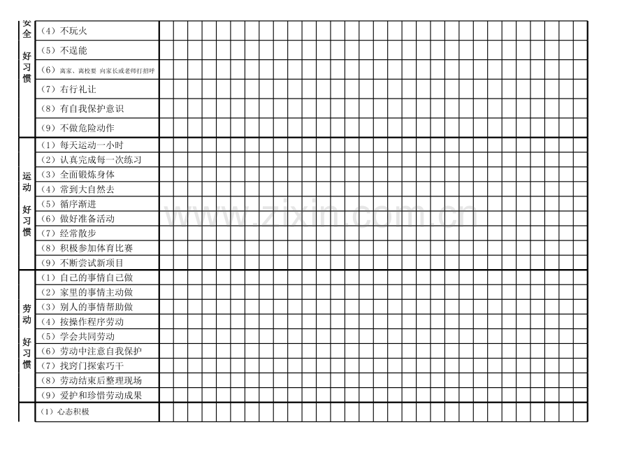 培养好习惯养成列表.xls_第3页