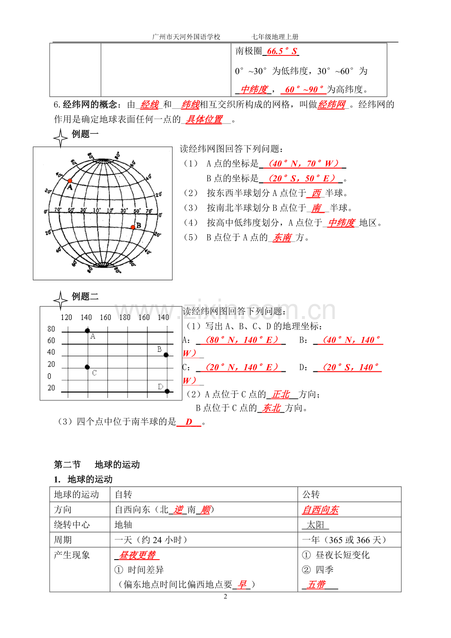 七年级地理上册复习提纲(含答案).pdf_第2页