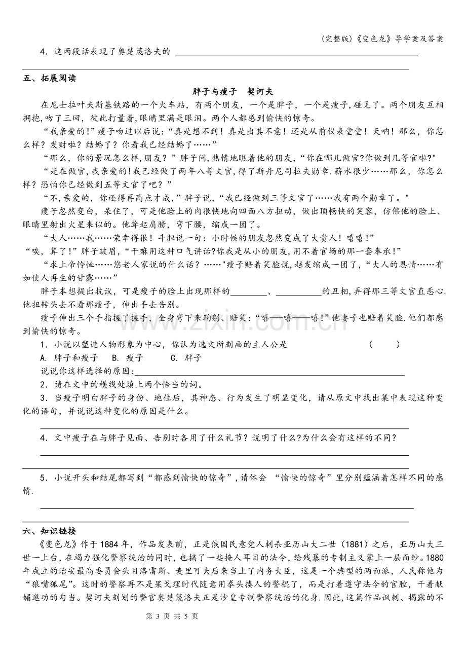 《变色龙》导学案及答案.doc_第3页