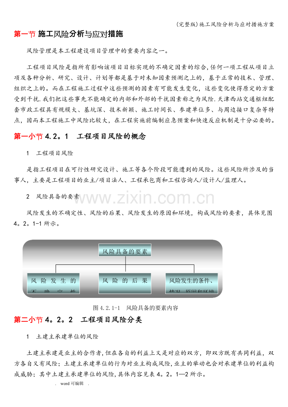 施工风险分析与应对措施方案.doc_第1页