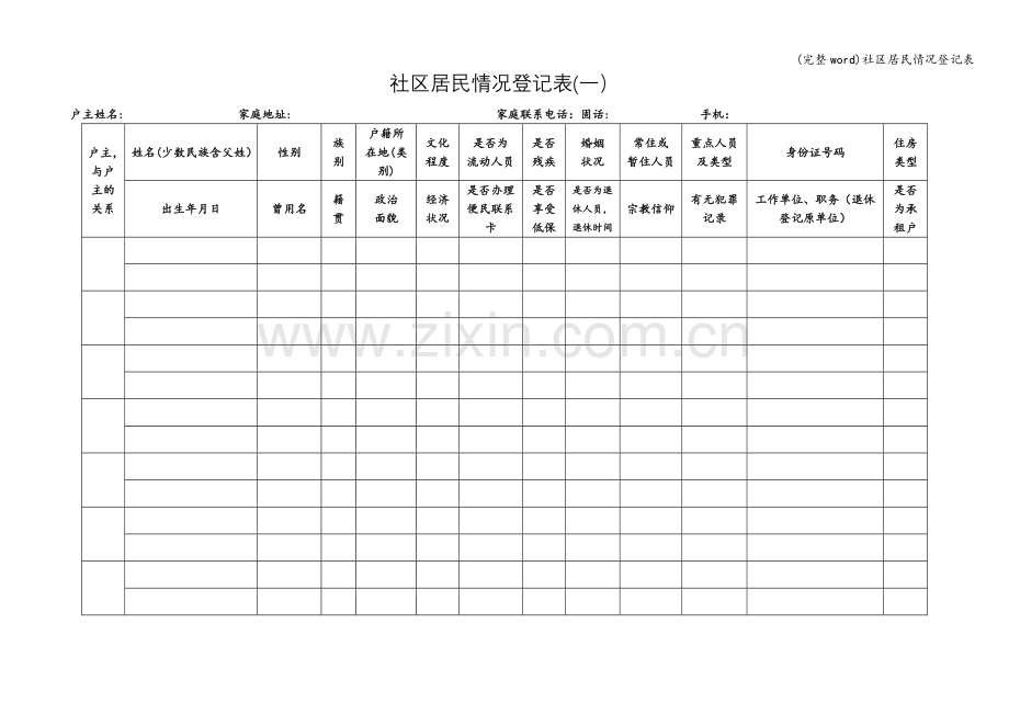 社区居民情况登记表.doc_第1页