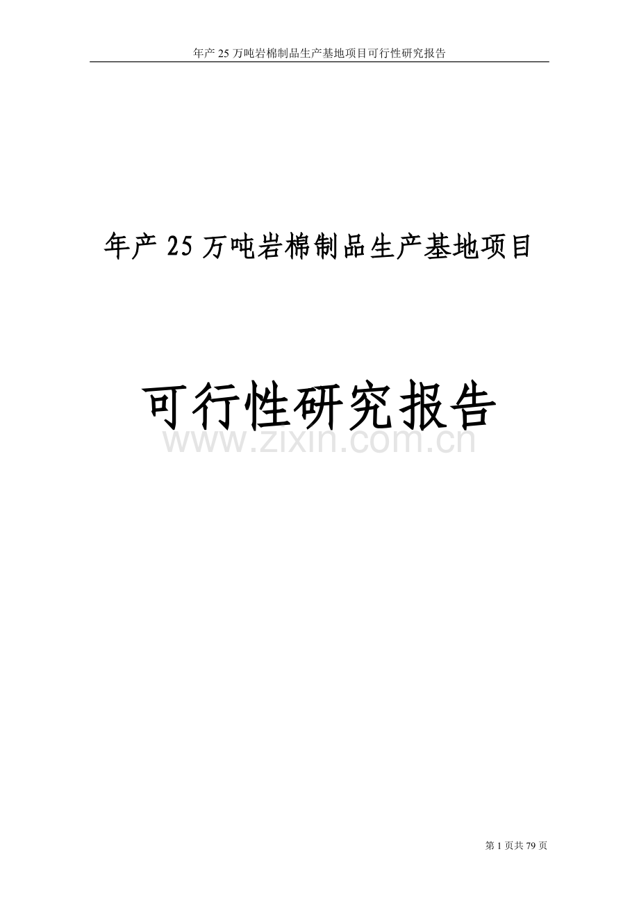 年产25万吨岩棉制品生产基地项目可行性研究报告.doc_第1页