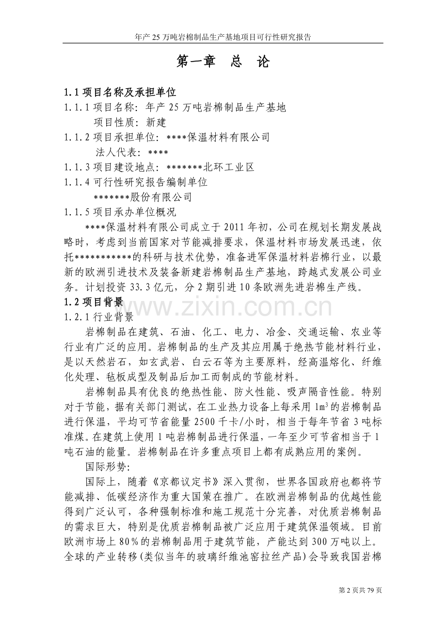 年产25万吨岩棉制品生产基地项目可行性研究报告.doc_第2页