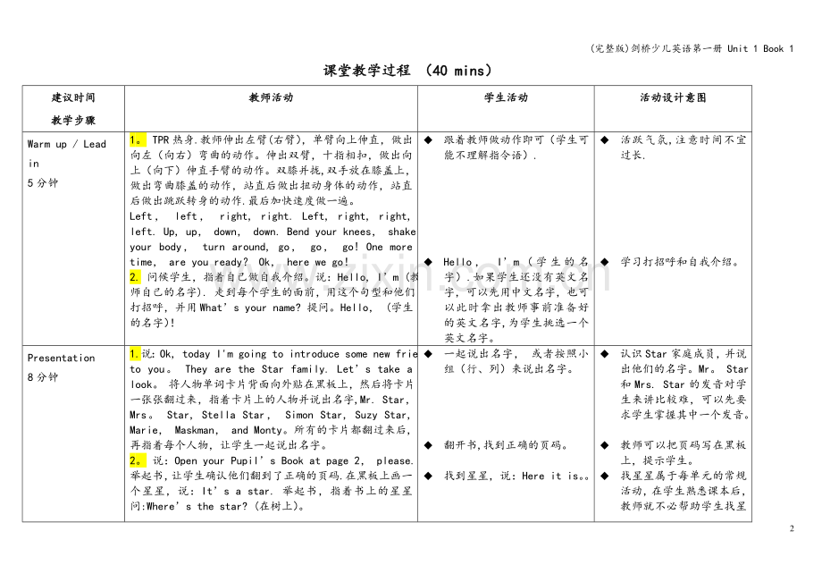 剑桥少儿英语第一册-Unit-1-Book-1.doc_第2页