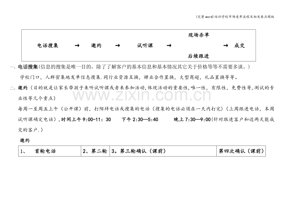 培训学校市场进单流程及相关要点模板.doc_第1页