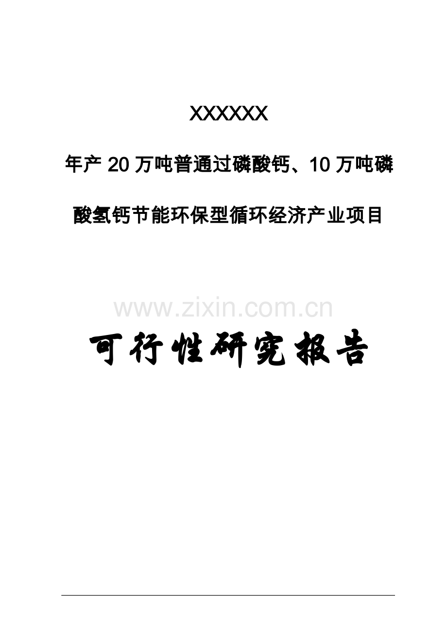 年产20万吨普通过磷酸钙、10万吨磷酸氢钙节能环保型循环经济产业项目可行性研究报告.doc_第1页