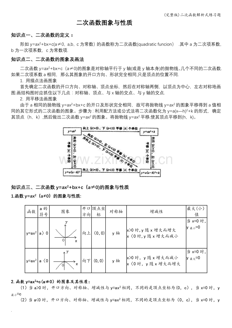 二次函数解析式练习题.doc_第1页