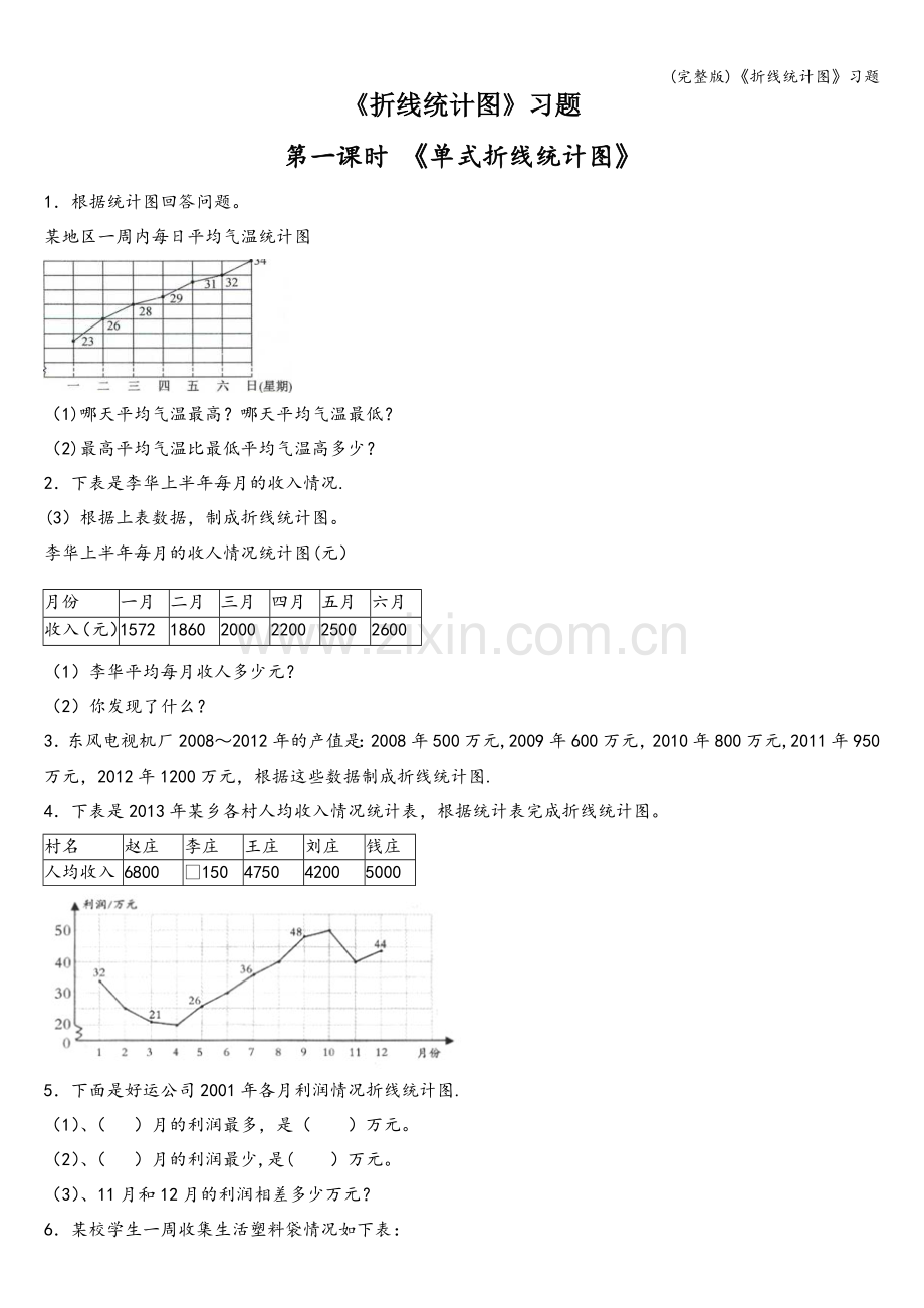 《折线统计图》习题.doc_第1页