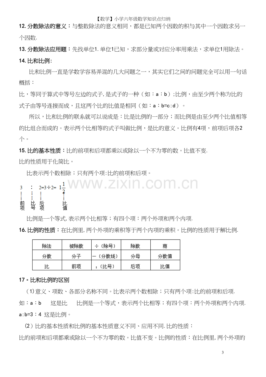 【数学】小学六年级数学知识点归纳.docx_第3页