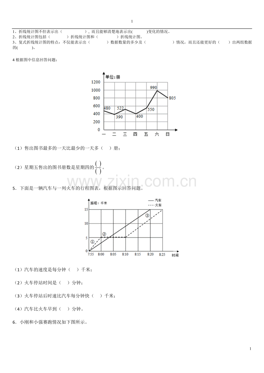 五年级-下册-折线统计图-测试题.doc_第1页