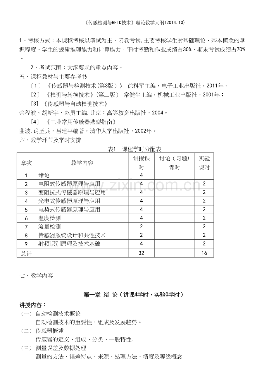 《传感检测与RFID技术》理论教学大纲(.10).docx_第3页