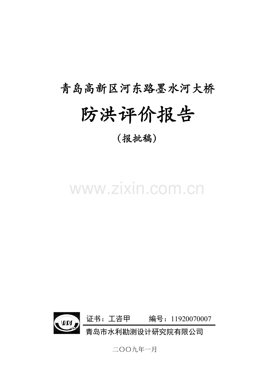 高新区河东路墨水河大桥防洪评价报告--大学毕业设计论文.doc_第1页