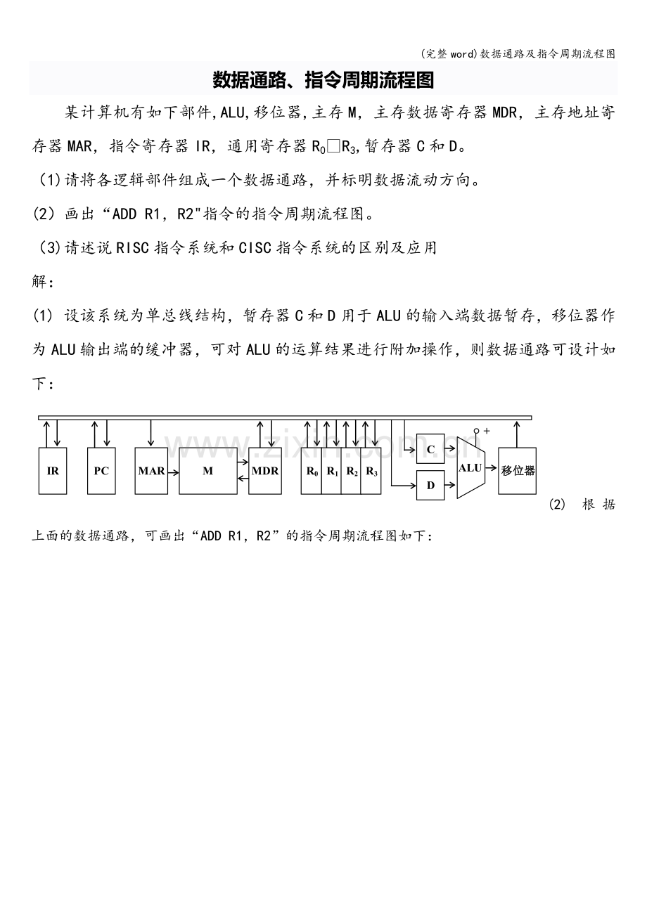 数据通路及指令周期流程图.doc_第1页