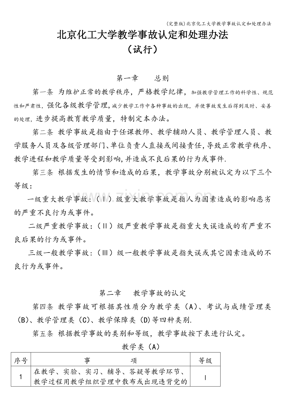 北京化工大学教学事故认定和处理办法.doc_第1页