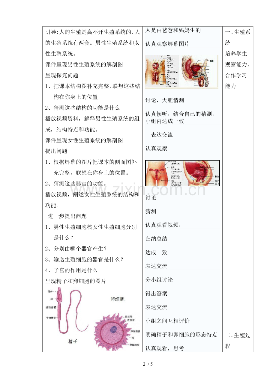 初二生物人的生殖教学设计[].doc_第2页