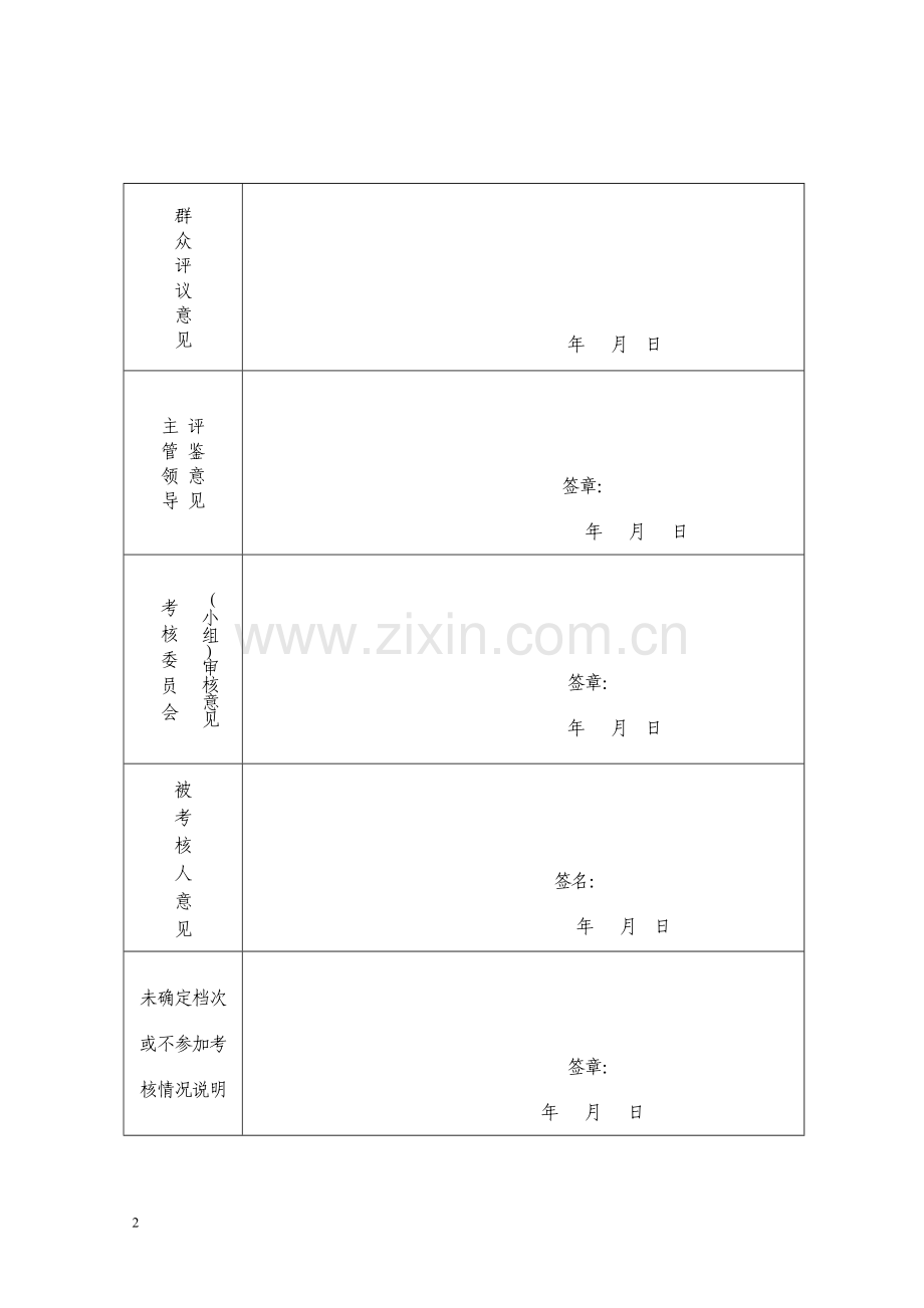 武汉市事业单位工作人员年度考核登记表2016.doc_第2页