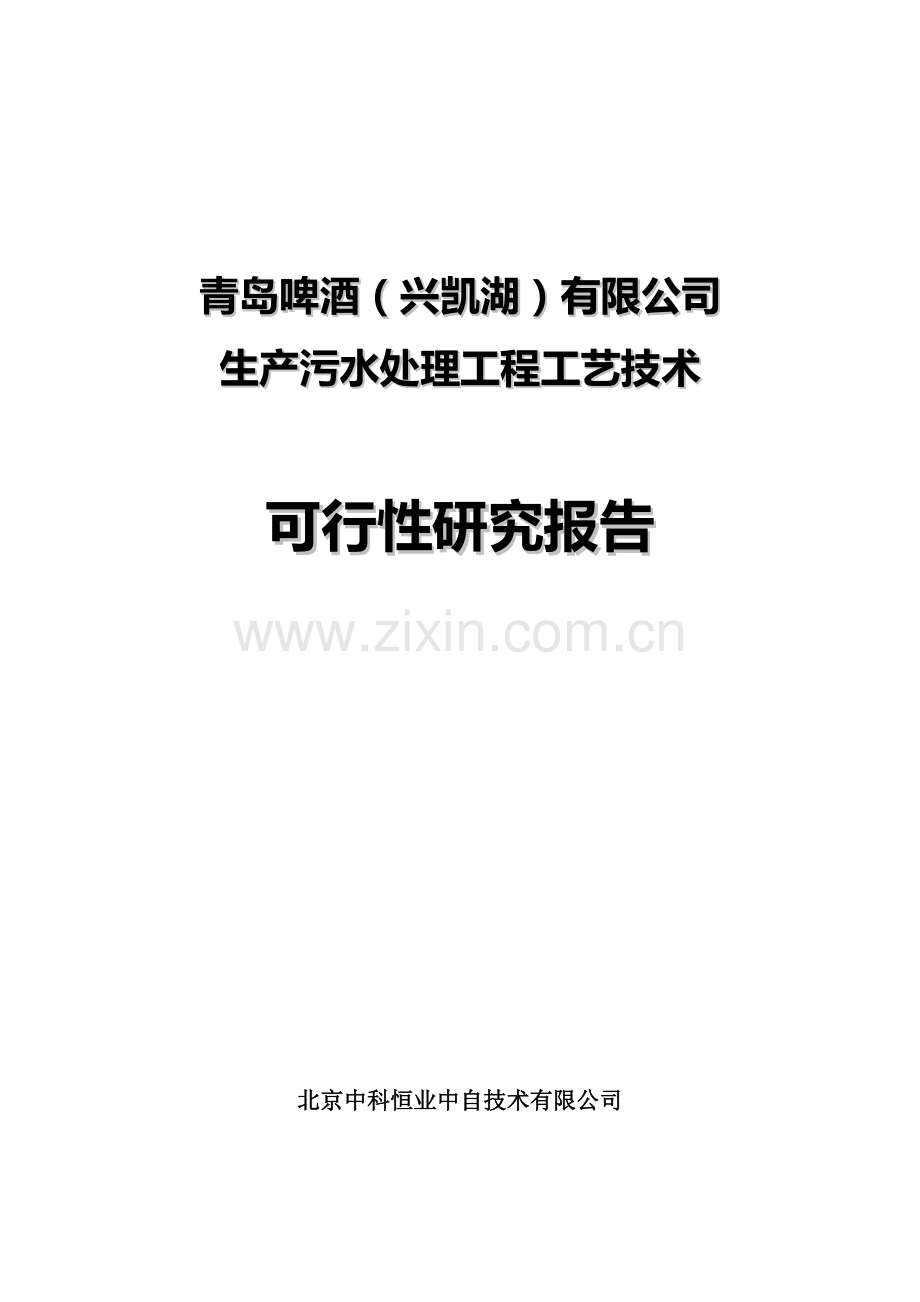 青岛啤酒(兴凯湖)有限公司生产污水处理工程工艺技术可行性研究报告.doc_第1页