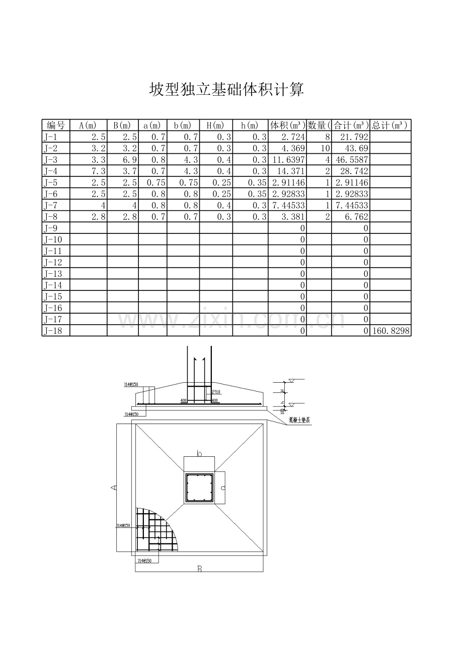 独立基础体积自动计算表.xls_第1页