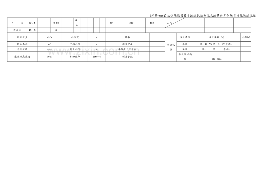 技训练能项目4流速仪法测流及流量计算训练目标能陈述流速.doc_第3页