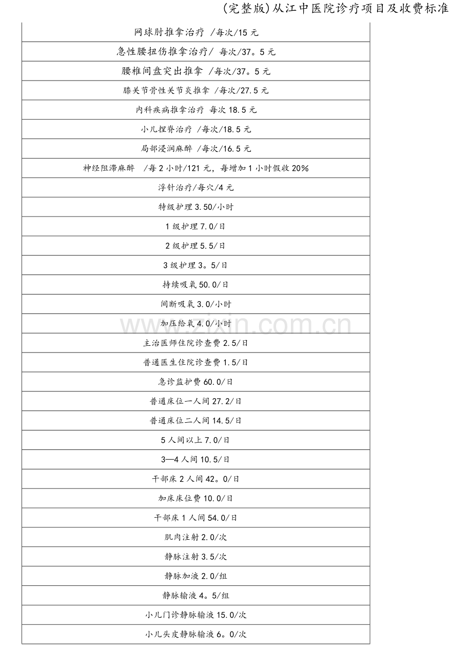 从江中医院诊疗项目及收费标准.doc_第2页