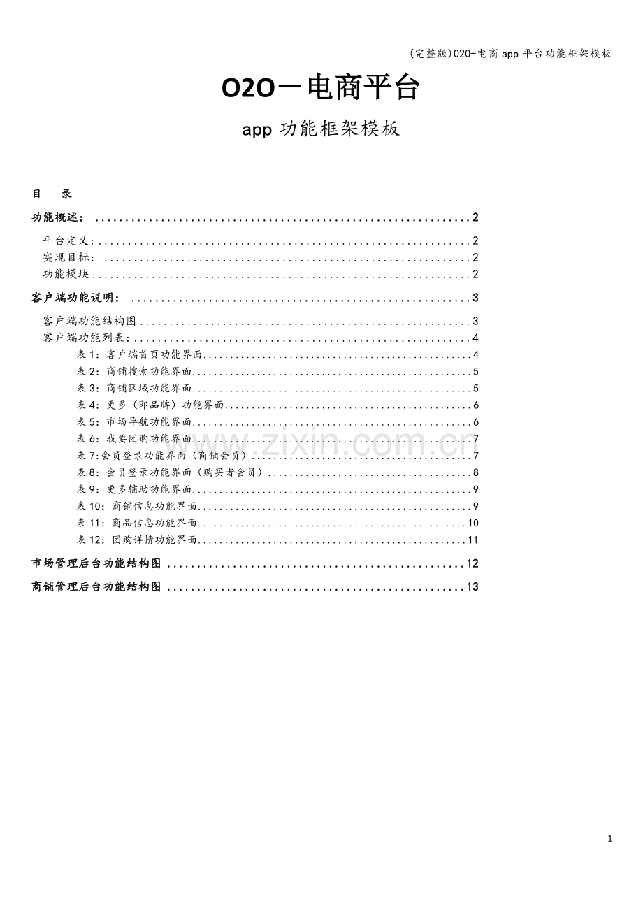 020-电商app平台功能框架模板.doc_第1页