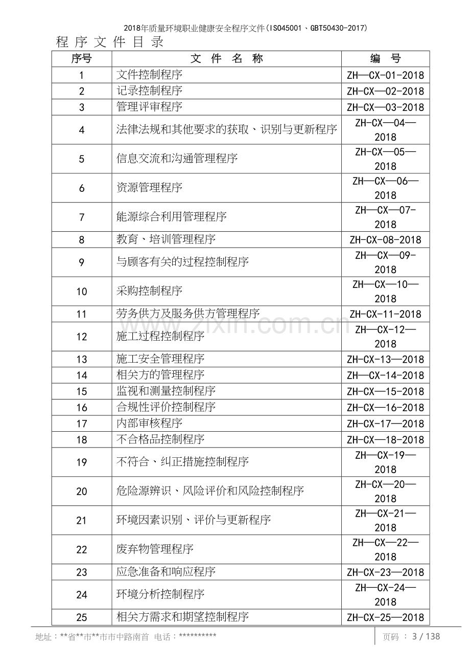 2018年质量环境职业健康安全程序文件(ISO45001、T50430-2017).docx_第3页