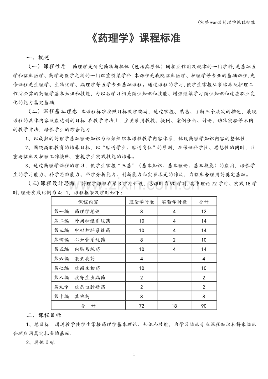 药理学课程标准.doc_第1页