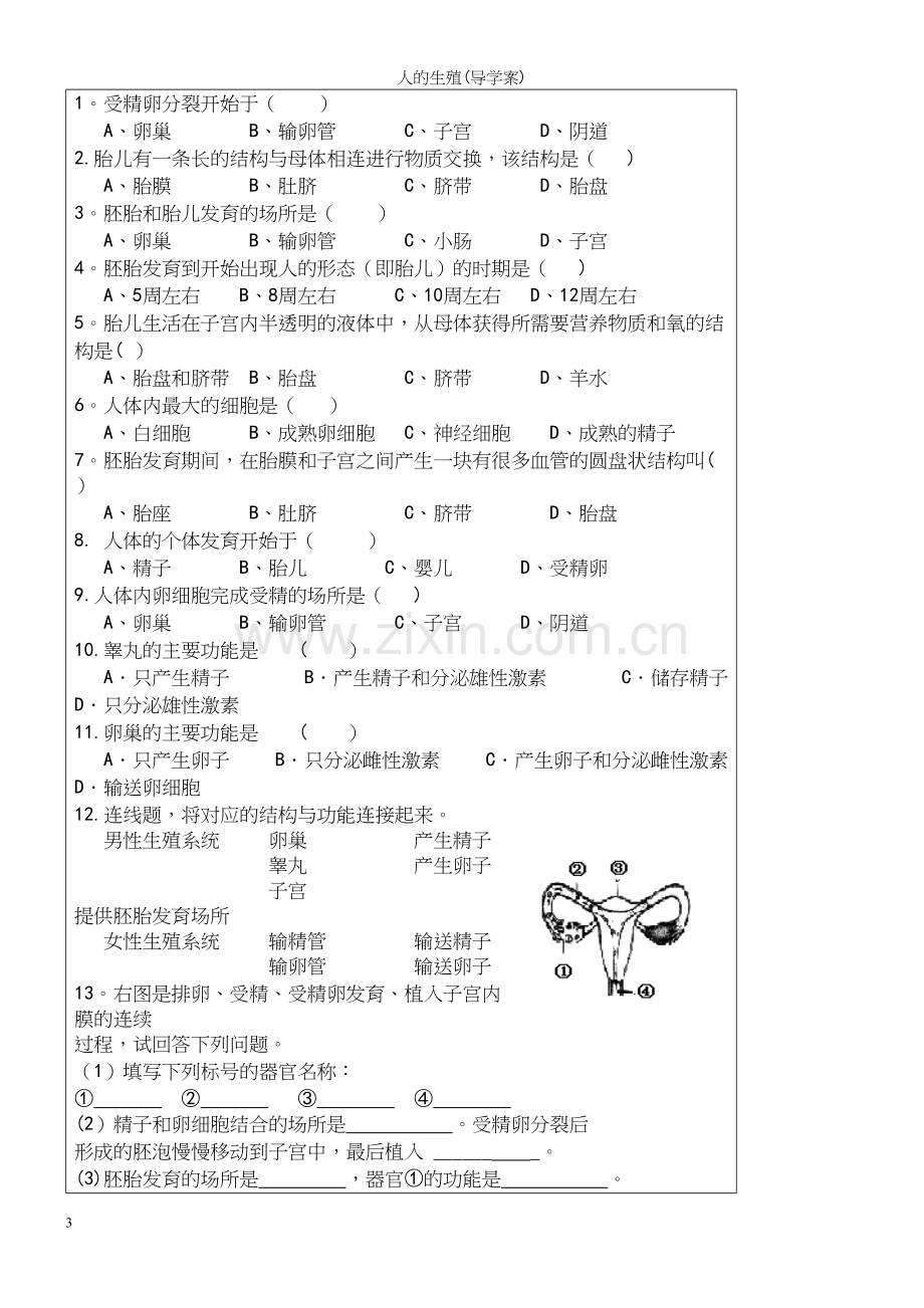 人的生殖(导学案).docx_第3页